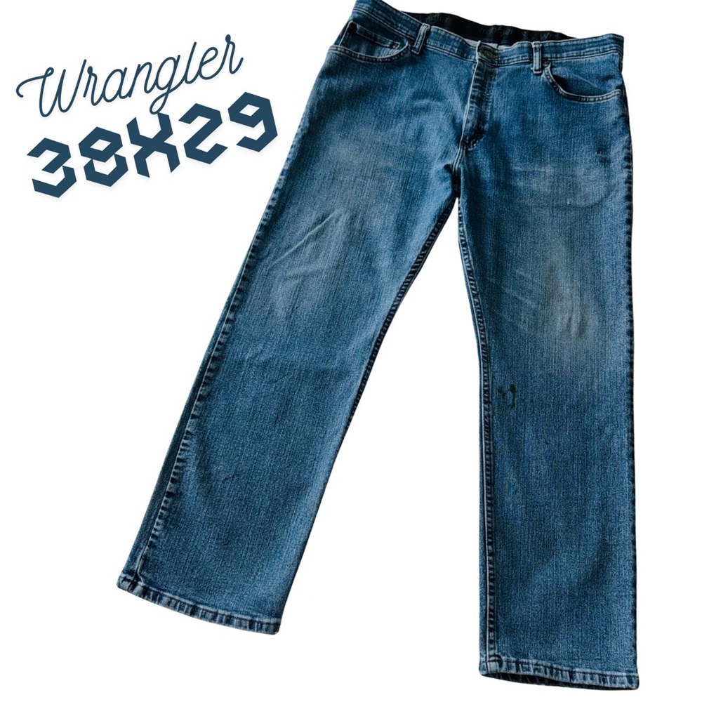 Men’s Wrangler Jeans 38x29 Relaxed Fit Straight Leg Blue‎ Denim Cowboy Cut